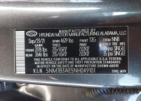 2022 Hyundai Tucson Sel z USA, uszkodzony, nr VIN 5NMJB3AE5NH049101